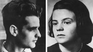  Porträtfotos von Hans und Sophie Scholl.