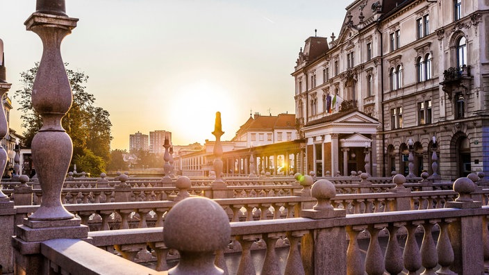 Ljubljana, die weißen Brücken auf dem Preseren-Platz