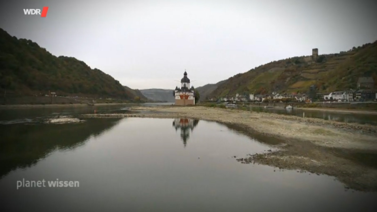 Der Rhein mit niedrigem Wasserpegel